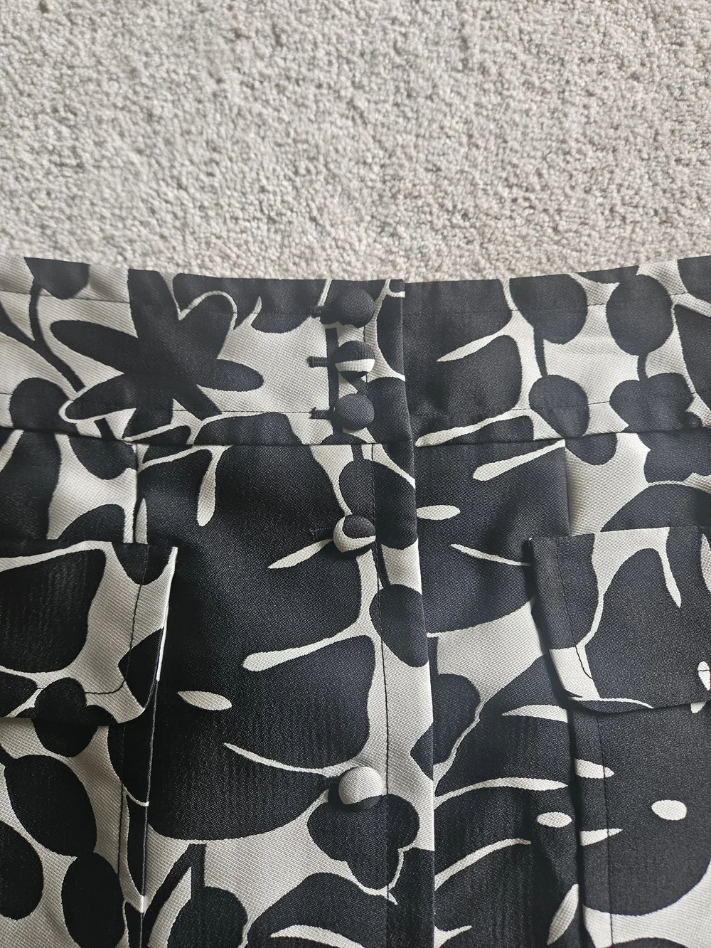Kate Spade Monstera Grove Jacquard Midi Skirt Black Cream Sz 12